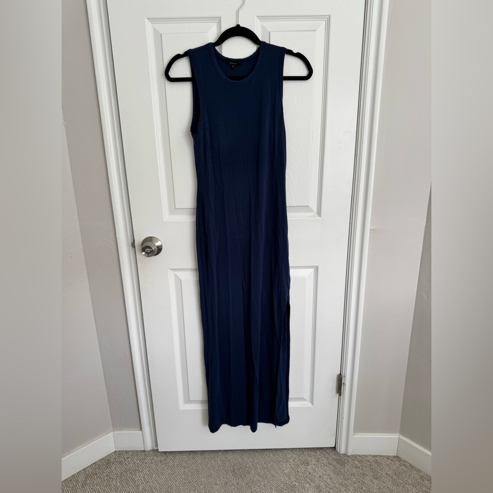 Quince Navy Blue Sleeveless Maxi Dress Bodycon Minimal Capsule Basic Size S